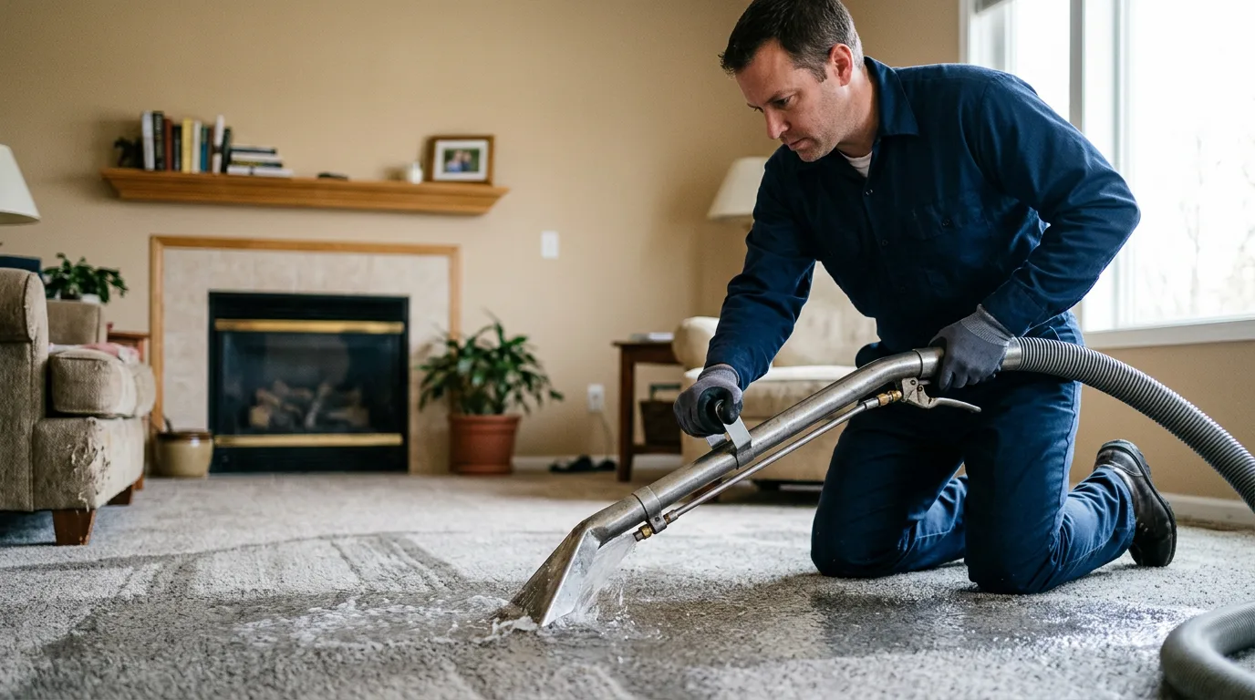 Water damage restoration technician working near Rome, OH